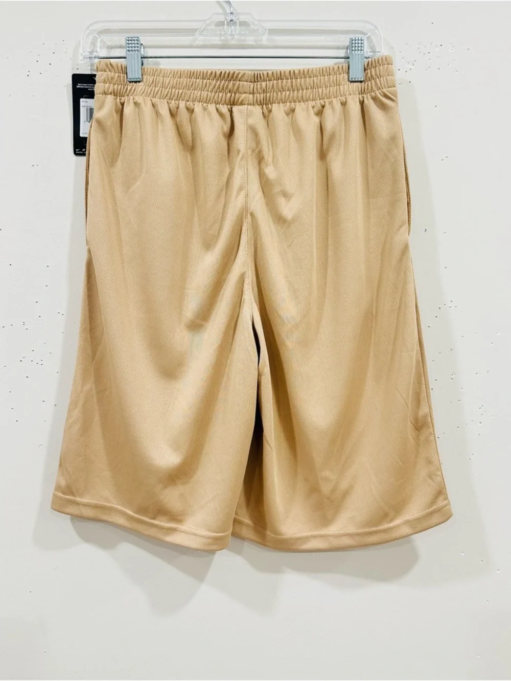 Nike Kids Beige/Tan Athletic Shorts with White Logos